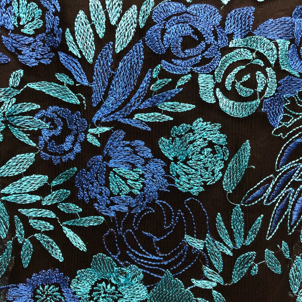 Tahari Black and Blue Floral Midi Dress - Picture 5 of 6